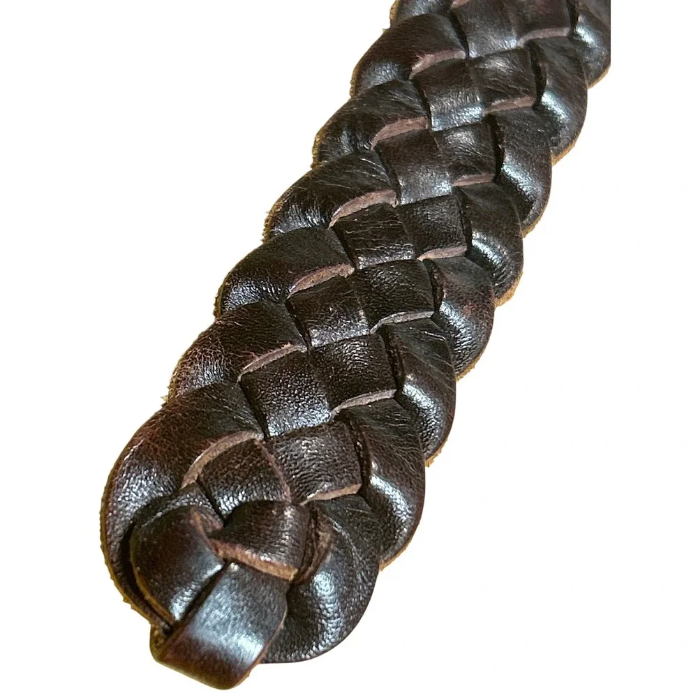 Aeropostale Dark Brown Braided Leather Belt‎ Woven Boho Up to Size 38